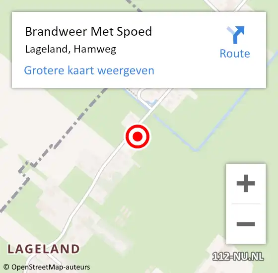 Locatie op kaart van de 112 melding: Brandweer Met Spoed Naar Lageland, Hamweg op 18 februari 2022 20:01