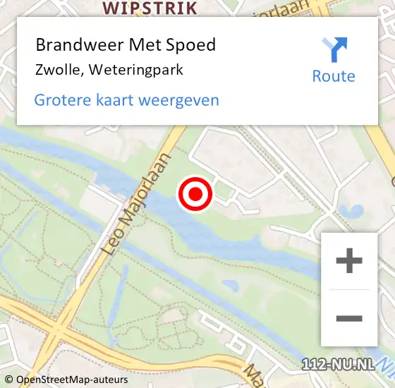 Locatie op kaart van de 112 melding: Brandweer Met Spoed Naar Zwolle, Weteringpark op 18 februari 2022 20:02