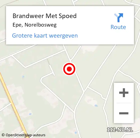 Locatie op kaart van de 112 melding: Brandweer Met Spoed Naar Epe, Norelbosweg op 18 februari 2022 20:03