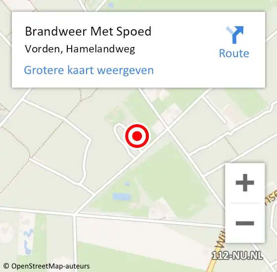 Locatie op kaart van de 112 melding: Brandweer Met Spoed Naar Vorden, Hamelandweg op 18 februari 2022 20:04