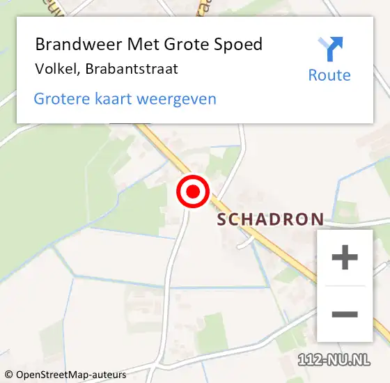 Locatie op kaart van de 112 melding: Brandweer Met Grote Spoed Naar Volkel, Brabantstraat op 18 februari 2022 20:06