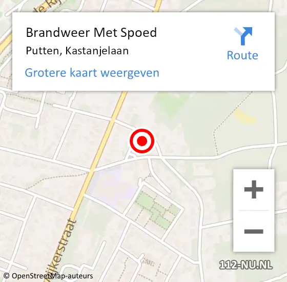 Locatie op kaart van de 112 melding: Brandweer Met Spoed Naar Putten, Kastanjelaan op 18 februari 2022 20:06