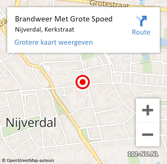 Locatie op kaart van de 112 melding: Brandweer Met Grote Spoed Naar Nijverdal, Kerkstraat op 18 februari 2022 20:06