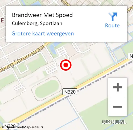 Locatie op kaart van de 112 melding: Brandweer Met Spoed Naar Culemborg, Sportlaan op 18 februari 2022 20:09