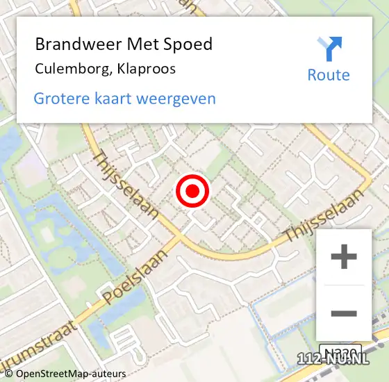 Locatie op kaart van de 112 melding: Brandweer Met Spoed Naar Culemborg, Klaproos op 18 februari 2022 20:11