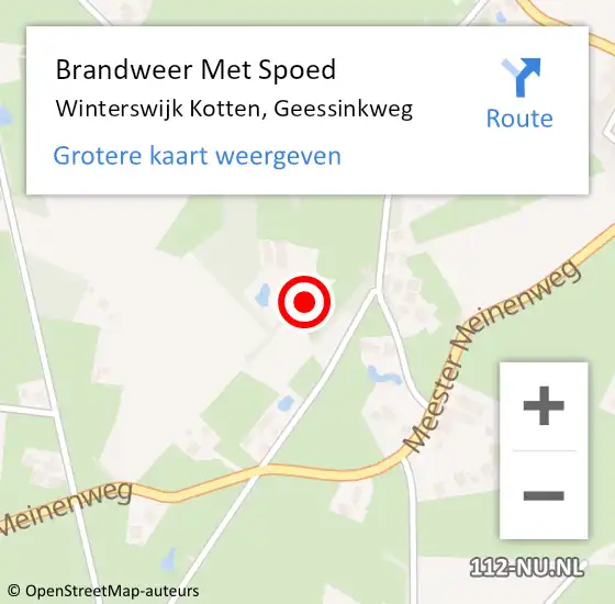 Locatie op kaart van de 112 melding: Brandweer Met Spoed Naar Winterswijk Kotten, Geessinkweg op 18 februari 2022 20:12