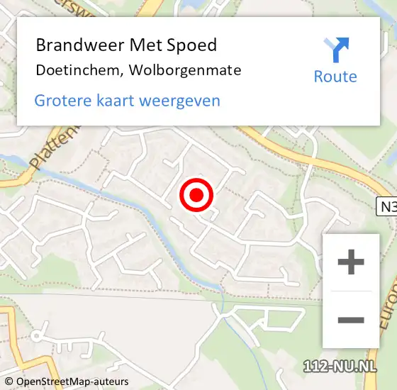 Locatie op kaart van de 112 melding: Brandweer Met Spoed Naar Doetinchem, Wolborgenmate op 18 februari 2022 20:13