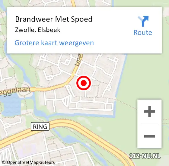 Locatie op kaart van de 112 melding: Brandweer Met Spoed Naar Zwolle, Elsbeek op 18 februari 2022 20:14