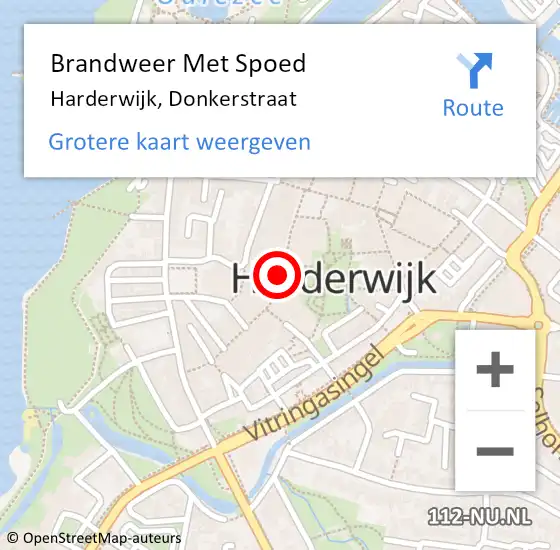 Locatie op kaart van de 112 melding: Brandweer Met Spoed Naar Harderwijk, Donkerstraat op 18 februari 2022 20:15