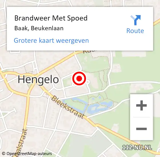 Locatie op kaart van de 112 melding: Brandweer Met Spoed Naar Baak, Beukenlaan op 18 februari 2022 20:18