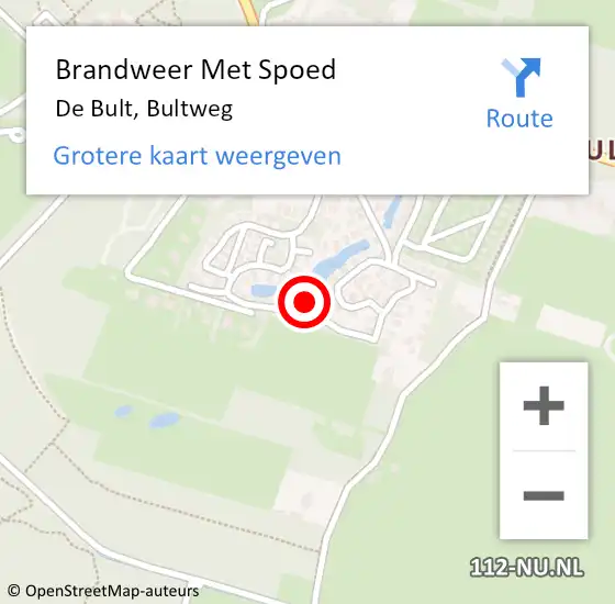 Locatie op kaart van de 112 melding: Brandweer Met Spoed Naar De Bult, Bultweg op 18 februari 2022 20:18