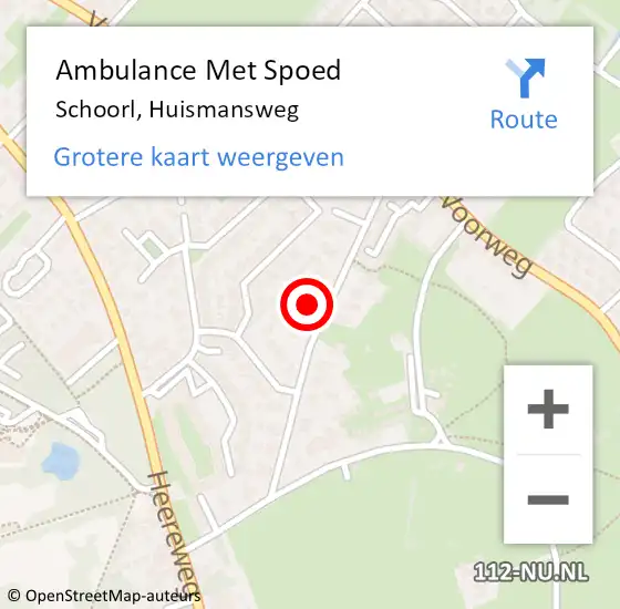 Locatie op kaart van de 112 melding: Ambulance Met Spoed Naar Schoorl, Huismansweg op 18 februari 2022 20:19