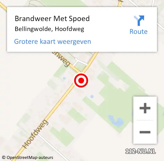 Locatie op kaart van de 112 melding: Brandweer Met Spoed Naar Bellingwolde, Hoofdweg op 18 februari 2022 20:21