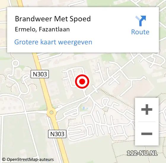 Locatie op kaart van de 112 melding: Brandweer Met Spoed Naar Ermelo, Fazantlaan op 18 februari 2022 20:22