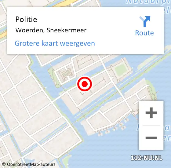 Locatie op kaart van de 112 melding: Politie Woerden, Sneekermeer op 18 februari 2022 20:26