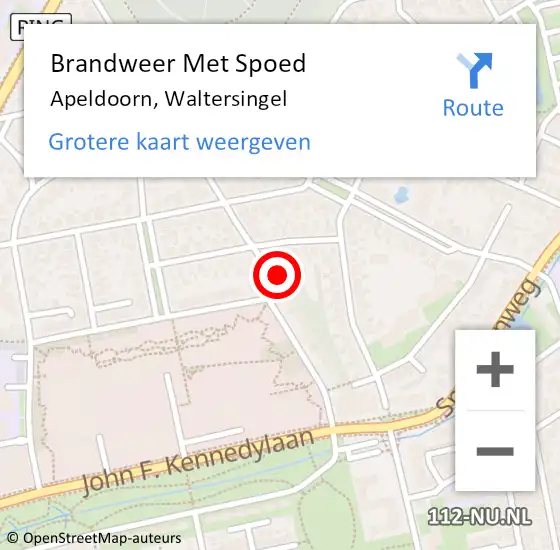 Locatie op kaart van de 112 melding: Brandweer Met Spoed Naar Apeldoorn, Waltersingel op 18 februari 2022 20:26