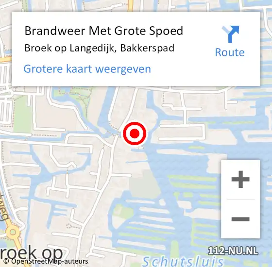 Locatie op kaart van de 112 melding: Brandweer Met Grote Spoed Naar Broek op Langedijk, Bakkerspad op 18 februari 2022 20:26