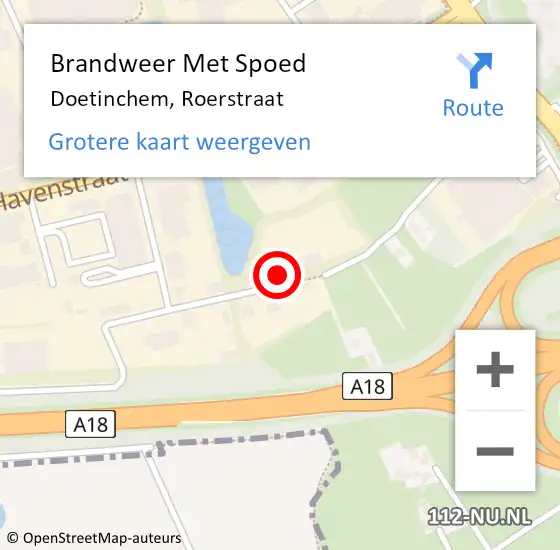 Locatie op kaart van de 112 melding: Brandweer Met Spoed Naar Doetinchem, Roerstraat op 18 februari 2022 20:27