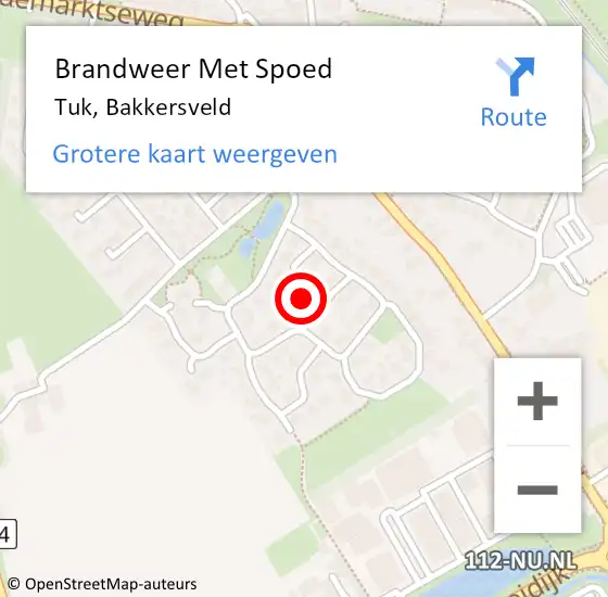 Locatie op kaart van de 112 melding: Brandweer Met Spoed Naar Tuk, Bakkersveld op 18 februari 2022 20:29