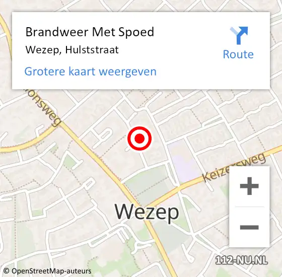 Locatie op kaart van de 112 melding: Brandweer Met Spoed Naar Wezep, Hulststraat op 18 februari 2022 20:30