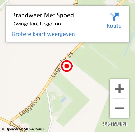 Locatie op kaart van de 112 melding: Brandweer Met Spoed Naar Dwingeloo, Leggeloo op 18 februari 2022 20:32