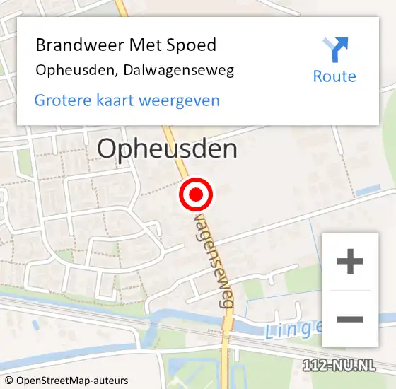 Locatie op kaart van de 112 melding: Brandweer Met Spoed Naar Opheusden, Dalwagenseweg op 18 februari 2022 20:32