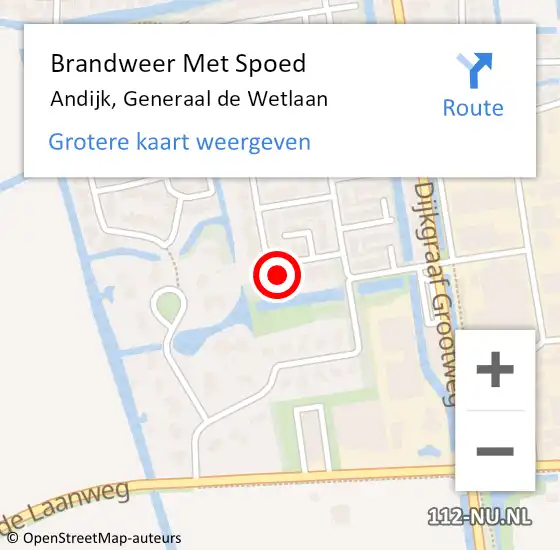 Locatie op kaart van de 112 melding: Brandweer Met Spoed Naar Andijk, Generaal de Wetlaan op 18 februari 2022 20:33