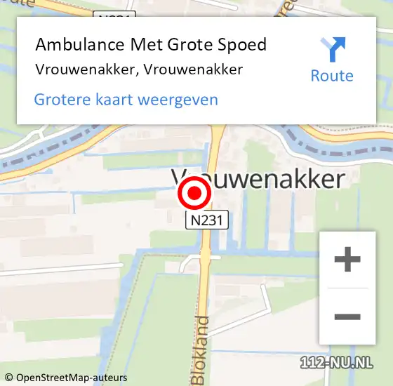 Locatie op kaart van de 112 melding: Ambulance Met Grote Spoed Naar Vrouwenakker, Vrouwenakker op 18 februari 2022 20:34