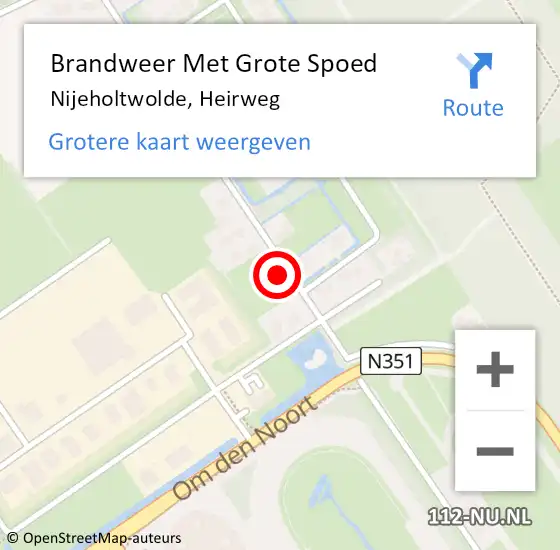 Locatie op kaart van de 112 melding: Brandweer Met Grote Spoed Naar Nijeholtwolde, Heirweg op 18 februari 2022 20:34