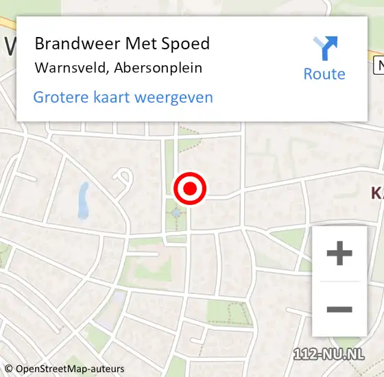 Locatie op kaart van de 112 melding: Brandweer Met Spoed Naar Warnsveld, Abersonplein op 18 februari 2022 20:34