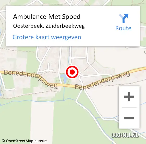 Locatie op kaart van de 112 melding: Ambulance Met Spoed Naar Oosterbeek, Zuiderbeekweg op 18 februari 2022 20:37