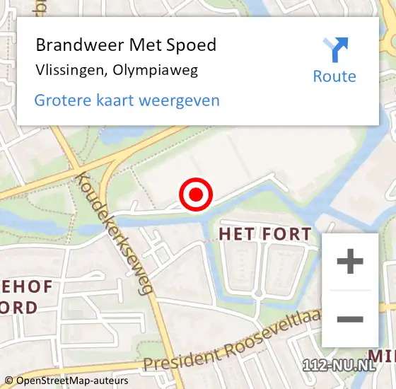 Locatie op kaart van de 112 melding: Brandweer Met Spoed Naar Vlissingen, Olympiaweg op 18 februari 2022 20:39