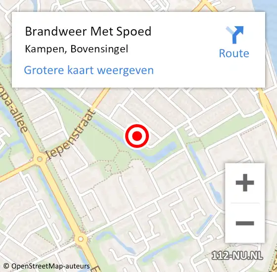 Locatie op kaart van de 112 melding: Brandweer Met Spoed Naar Kampen, Bovensingel op 18 februari 2022 20:40