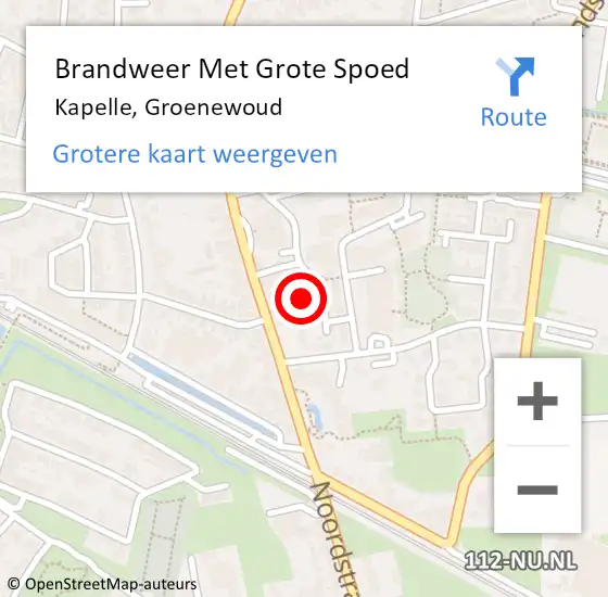 Locatie op kaart van de 112 melding: Brandweer Met Grote Spoed Naar Kapelle, Groenewoud op 18 februari 2022 20:40