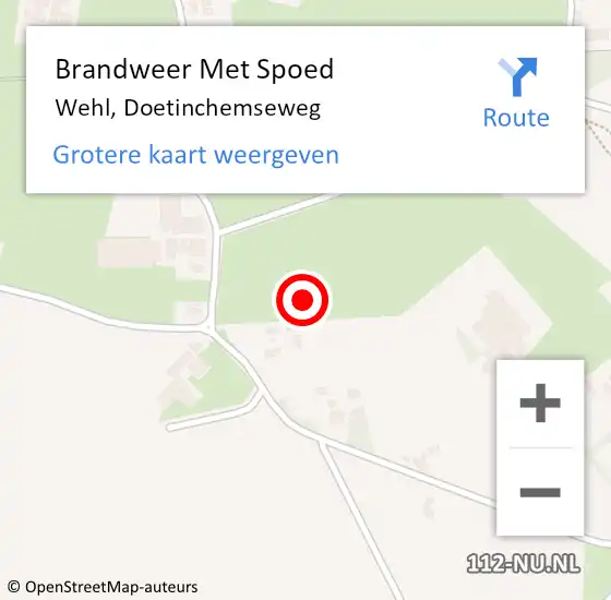 Locatie op kaart van de 112 melding: Brandweer Met Spoed Naar Wehl, Doetinchemseweg op 18 februari 2022 20:40