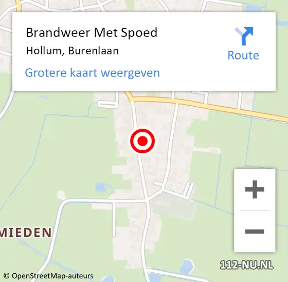 Locatie op kaart van de 112 melding: Brandweer Met Spoed Naar Hollum, Burenlaan op 18 februari 2022 20:45