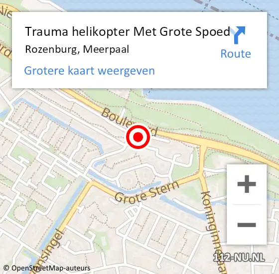 Locatie op kaart van de 112 melding: Trauma helikopter Met Grote Spoed Naar Rozenburg, Meerpaal op 18 februari 2022 20:45