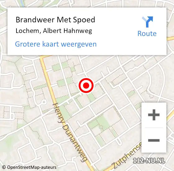 Locatie op kaart van de 112 melding: Brandweer Met Spoed Naar Lochem, Albert Hahnweg op 18 februari 2022 20:45