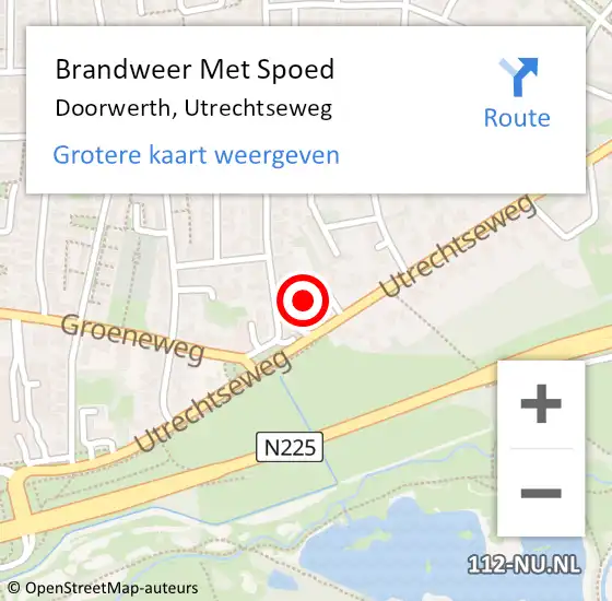 Locatie op kaart van de 112 melding: Brandweer Met Spoed Naar Doorwerth, Utrechtseweg op 18 februari 2022 20:45