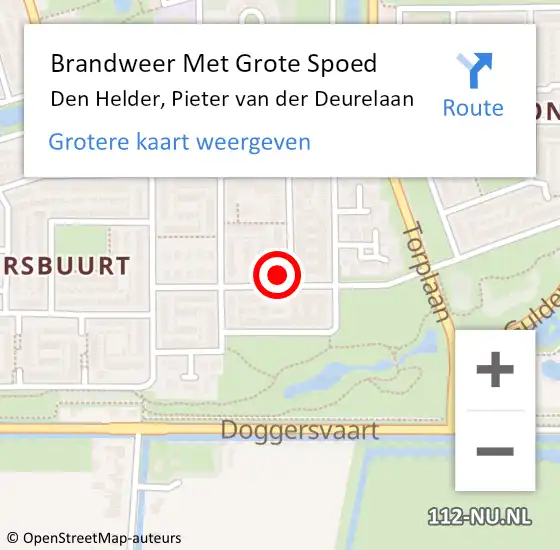 Locatie op kaart van de 112 melding: Brandweer Met Grote Spoed Naar Den Helder, Pieter van der Deurelaan op 18 februari 2022 20:50
