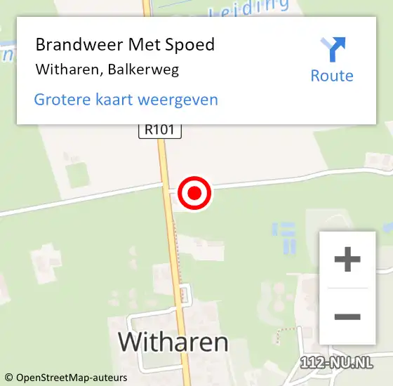 Locatie op kaart van de 112 melding: Brandweer Met Spoed Naar Witharen, Balkerweg op 18 februari 2022 20:53