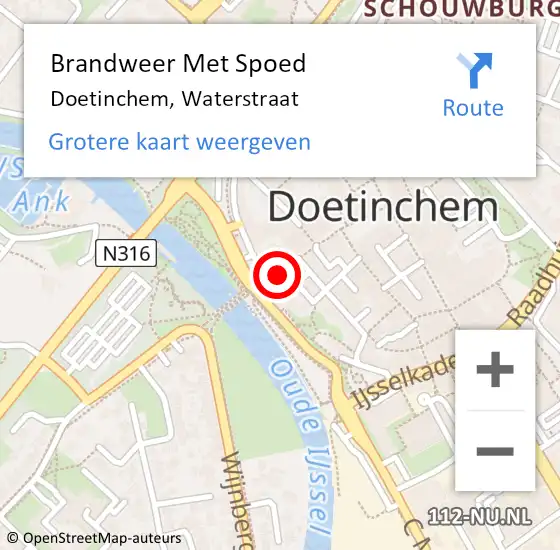 Locatie op kaart van de 112 melding: Brandweer Met Spoed Naar Doetinchem, Waterstraat op 18 februari 2022 20:54