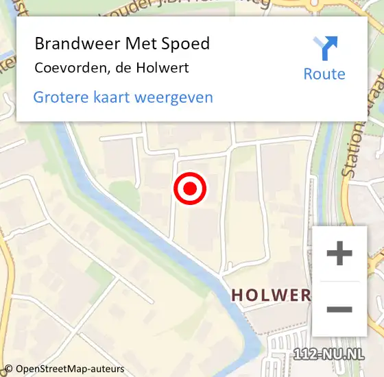 Locatie op kaart van de 112 melding: Brandweer Met Spoed Naar Coevorden, de Holwert op 18 februari 2022 20:55