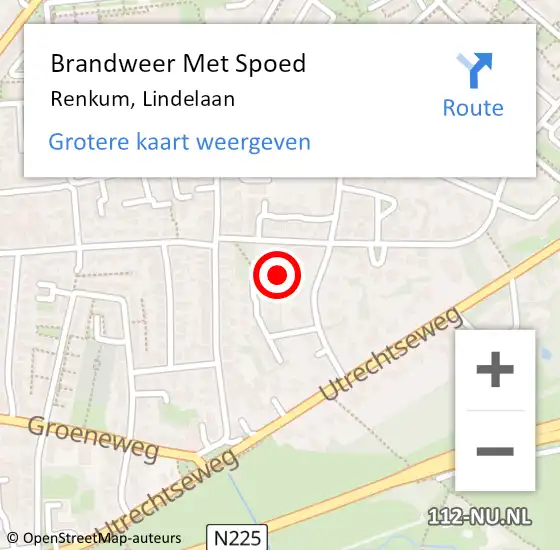 Locatie op kaart van de 112 melding: Brandweer Met Spoed Naar Renkum, Lindelaan op 18 februari 2022 20:57