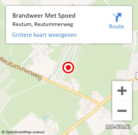 Locatie op kaart van de 112 melding: Brandweer Met Spoed Naar Reutum, Reutummerweg op 18 februari 2022 20:58