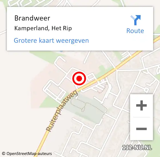 Locatie op kaart van de 112 melding: Brandweer Kamperland, Het Rip op 18 februari 2022 20:59