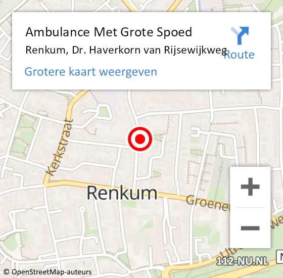 Locatie op kaart van de 112 melding: Ambulance Met Grote Spoed Naar Renkum, Dr. Haverkorn van Rijsewijkweg op 18 februari 2022 21:01