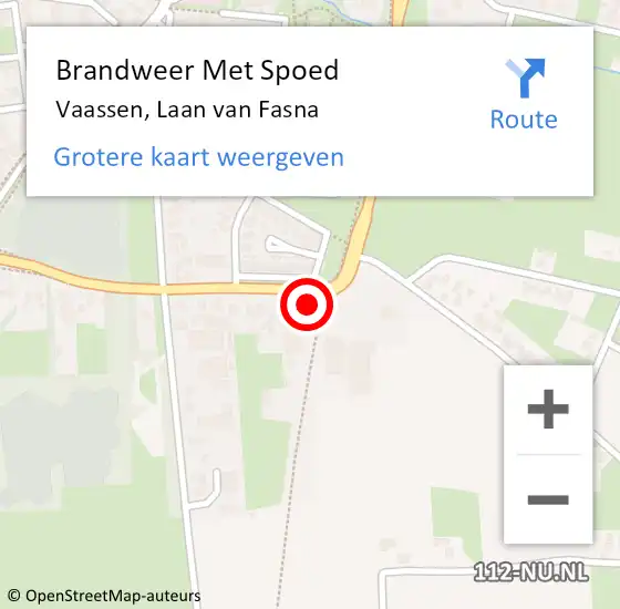 Locatie op kaart van de 112 melding: Brandweer Met Spoed Naar Vaassen, Laan van Fasna op 18 februari 2022 21:02