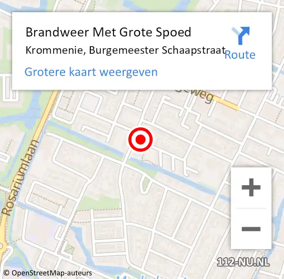 Locatie op kaart van de 112 melding: Brandweer Met Grote Spoed Naar Krommenie, Burgemeester Schaapstraat op 18 februari 2022 21:04