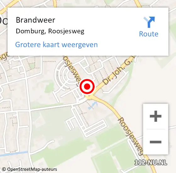 Locatie op kaart van de 112 melding: Brandweer Domburg, Roosjesweg op 18 februari 2022 21:05